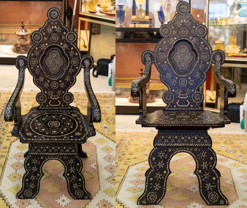 Pair Of Walnut Armchairs With Marquetry, Adriano Brambilla, 19th Century 