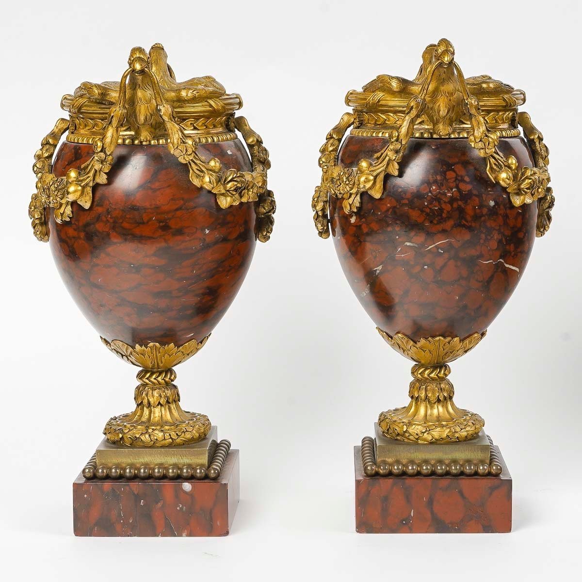 Very Rare Red Marble And Gilt Bronze Trim – Attributed To Henri Dasson-photo-3