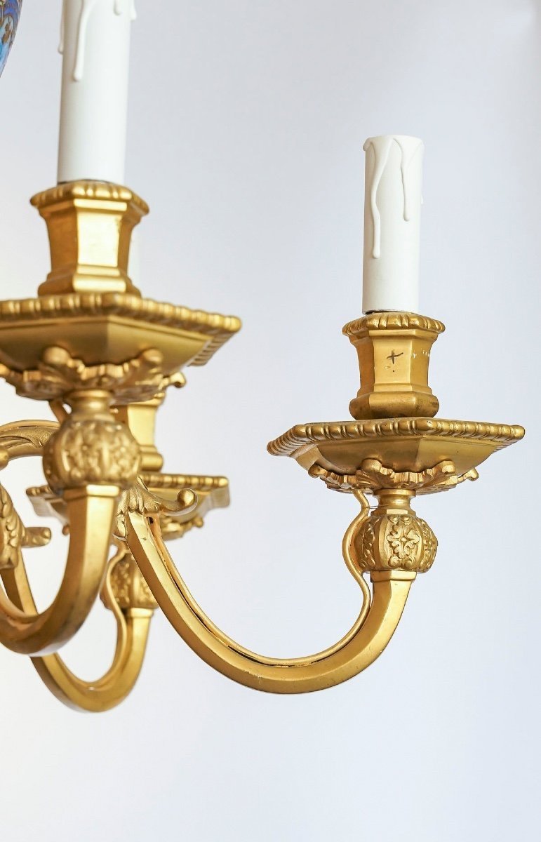 Bronze And Porcelain Chandelier From Maison Sèvres-photo-2