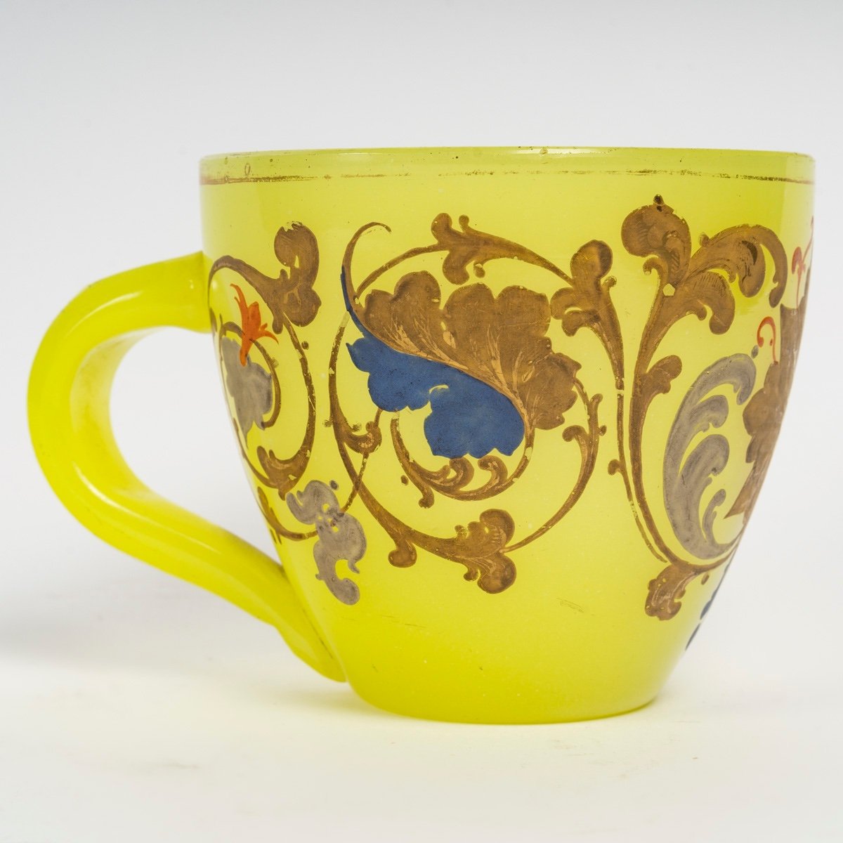 Rare Tasse De Thé En Opaline émaillé En Or-photo-4