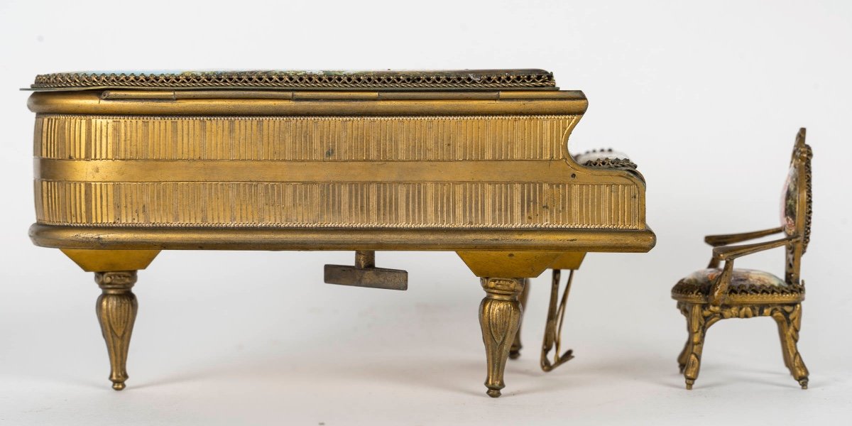 Rare Piano En Bronze émaillé D’époque 19em Siècle -photo-2