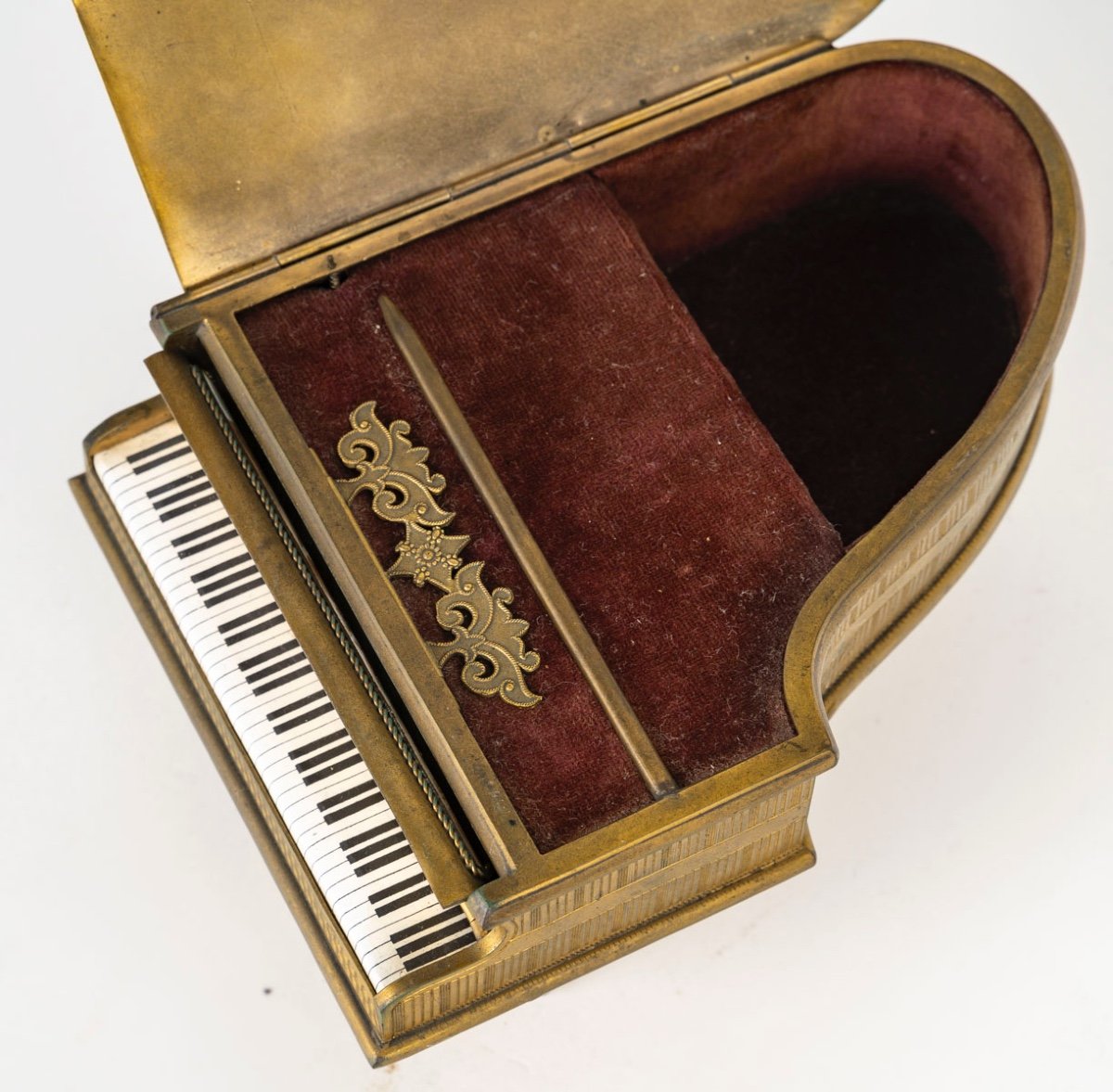 Rare Piano En Bronze émaillé D’époque 19em Siècle -photo-3