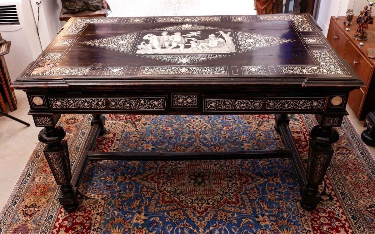 Rosewood And Ivory Desk - 19th Century Masterpiece