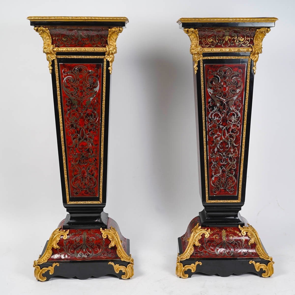 Pair Of 19th Century Boulle Marquetry Columns