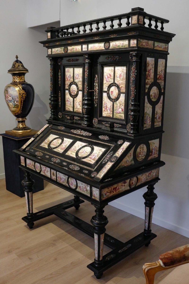 Austrian Ebony And Ebonite Desk On Leg, Vienna, Circa 1880-photo-3