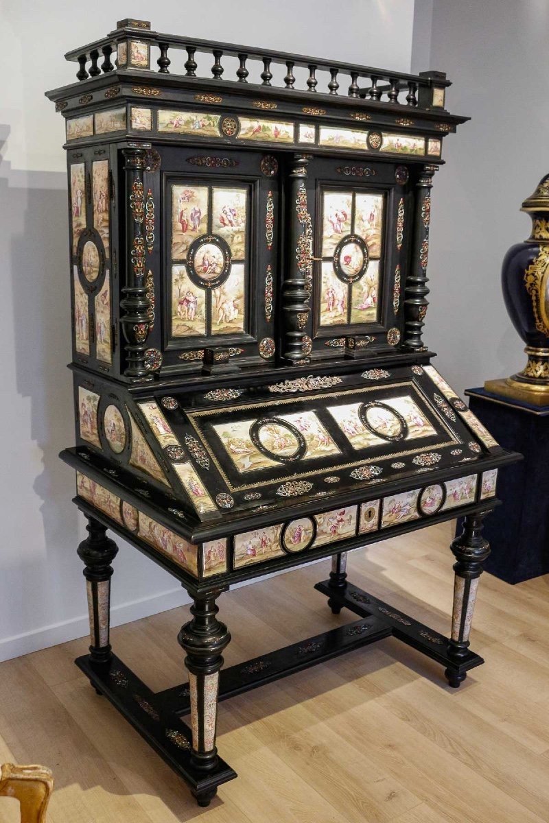 Austrian Ebony And Ebonite Desk On Leg, Vienna, Circa 1880-photo-4