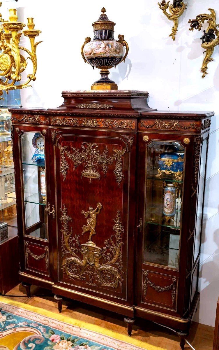 Signed Mahogany Display Cabinet, Napoleon Style3