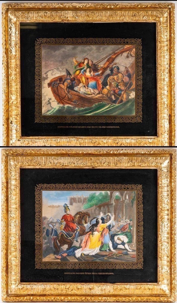 Two Engraved Paintings, Orientalist Style