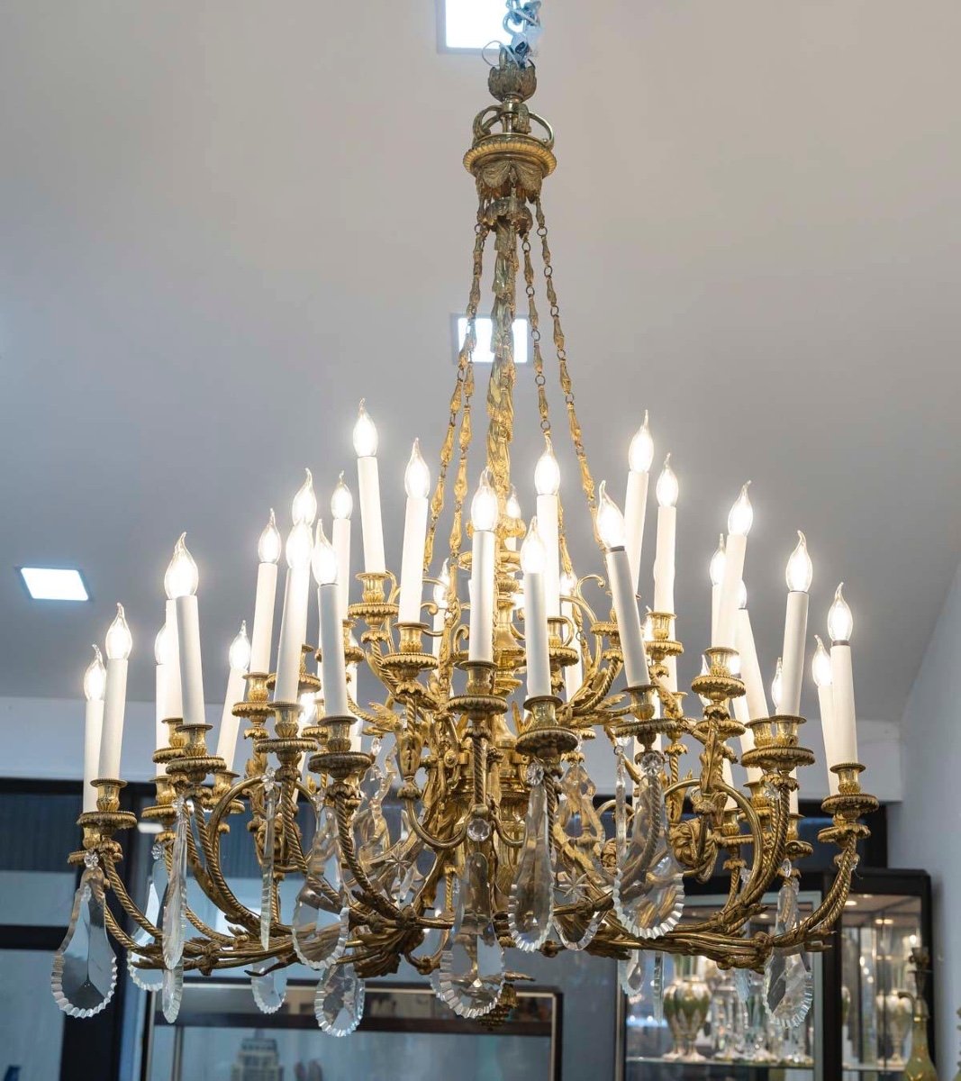  Gilt Bronze Chandelier, 19th Century-photo-2