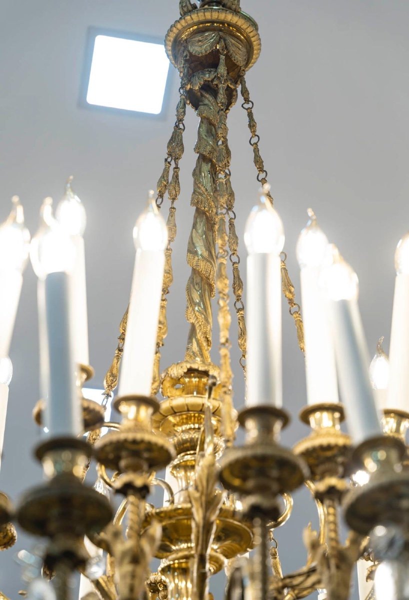  Gilt Bronze Chandelier, 19th Century-photo-4