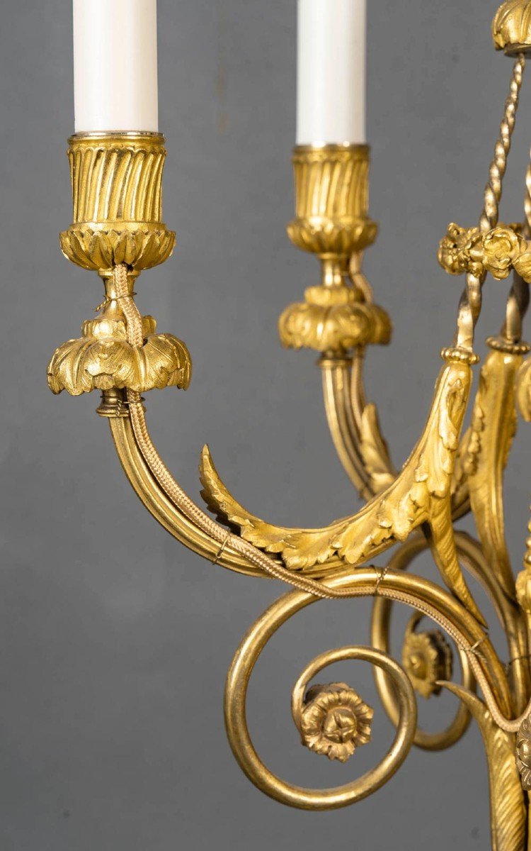 Paire De Candélabres En Bronze Ciselé Et Doré, Style Louis XVI-photo-4