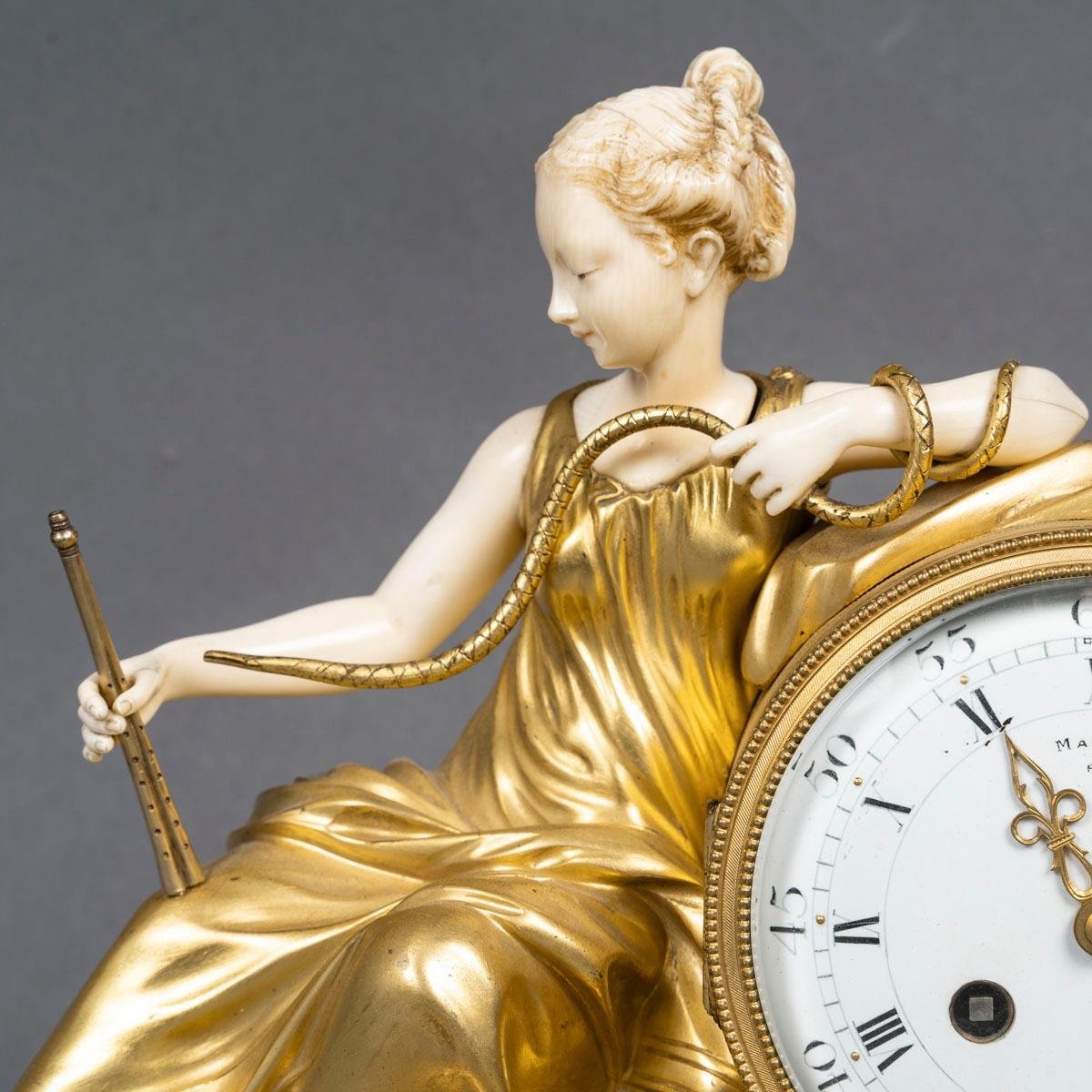 Period Clock In Gilt Bronze And Ivory, 19th Century -photo-2