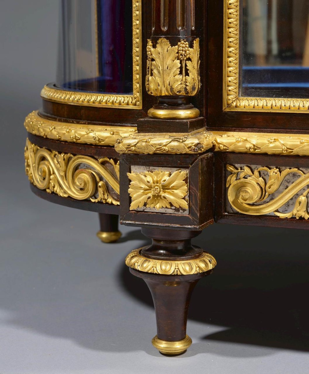 Demi-lune Vitrine, Style Louis XVI, Attribuée à Sormani Ou Maison Krieger, 1800-photo-2