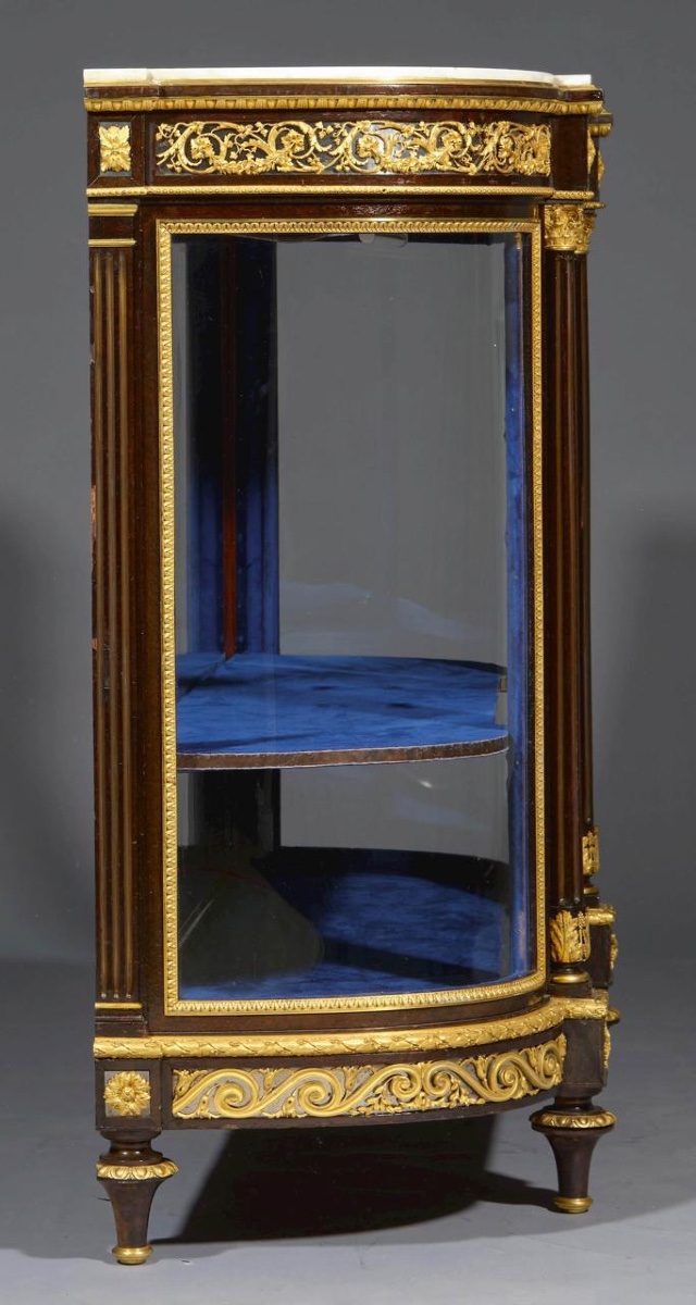 Demi-lune Vitrine, Style Louis XVI, Attribuée à Sormani Ou Maison Krieger, 1800-photo-3