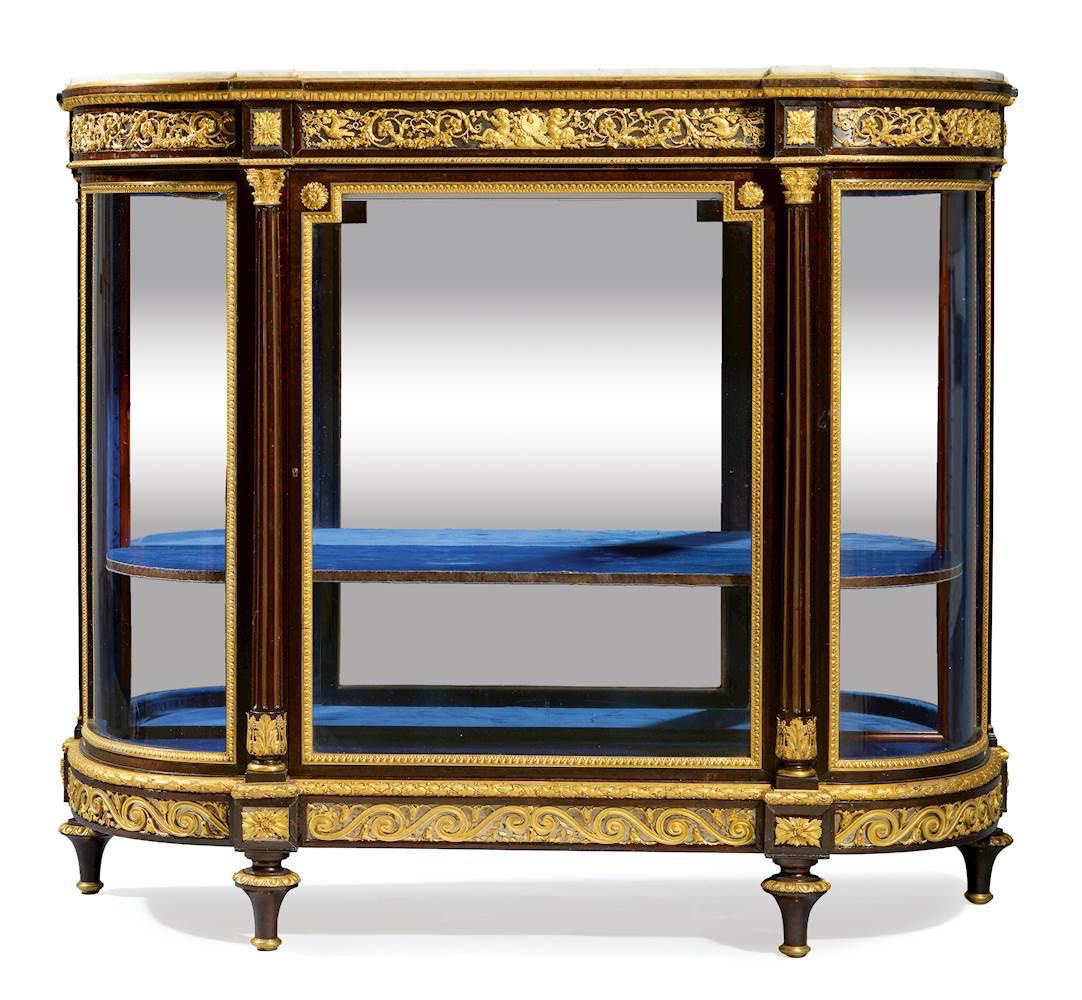 Demi-lune Vitrine, Style Louis XVI, Attribuée à Sormani Ou Maison Krieger, 1800-photo-1