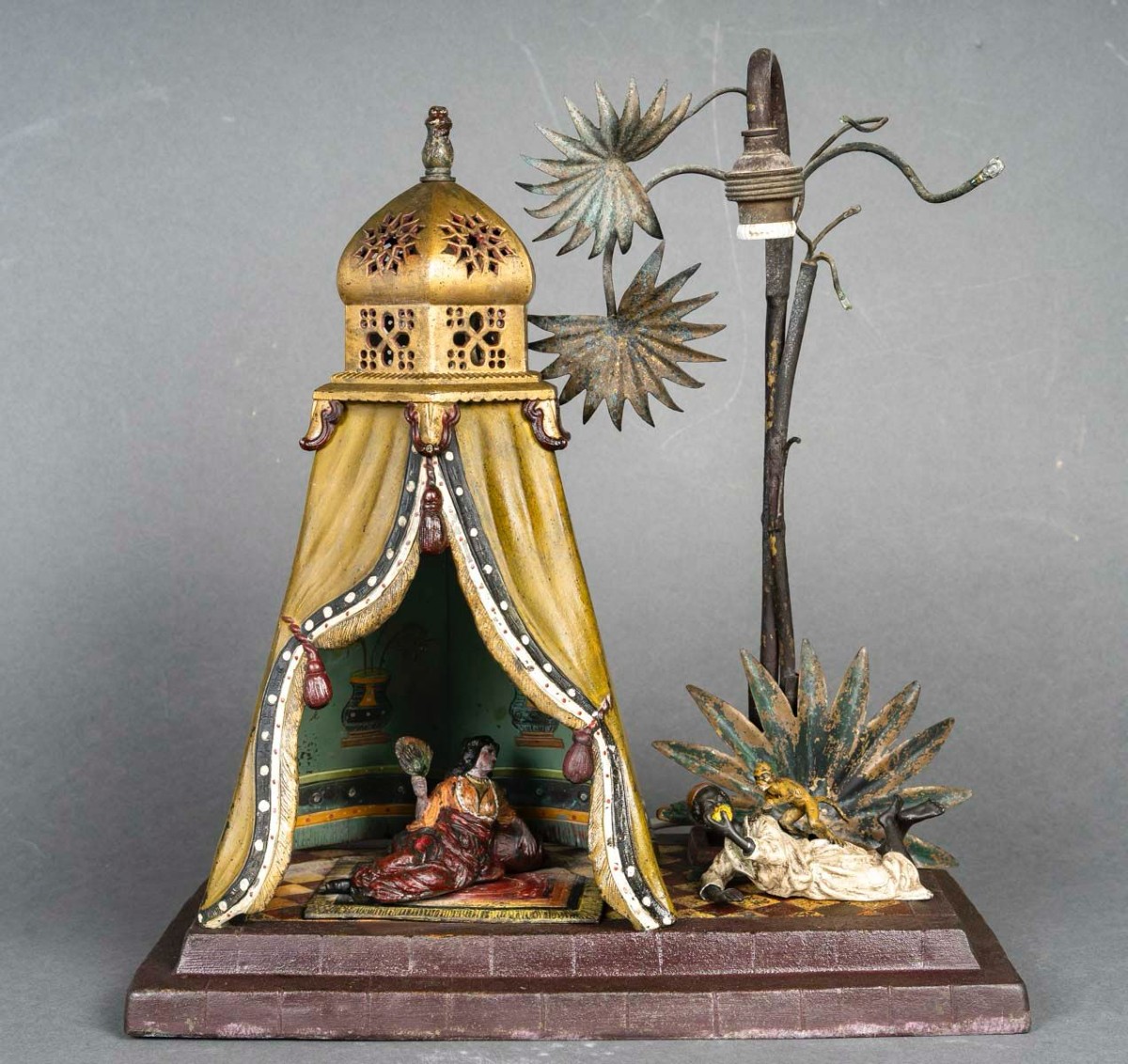 Vienna Bronze Tent Lamp, Signed Franz Bergman, 19th Century