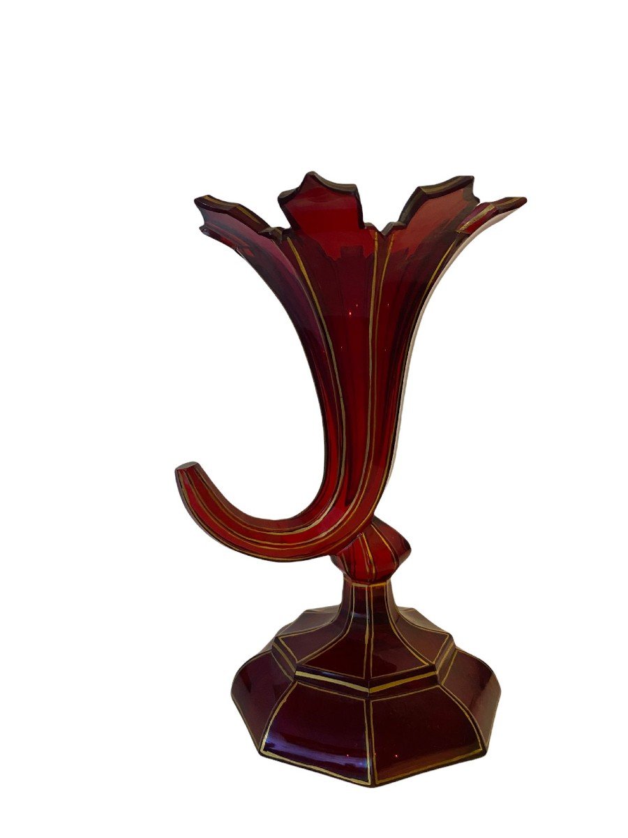 Vase De Bohème En Rubie, D’époque 19em Siècle.-photo-1