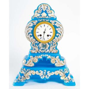 Exceptional Clock Made In Opaline, Charles X Taste