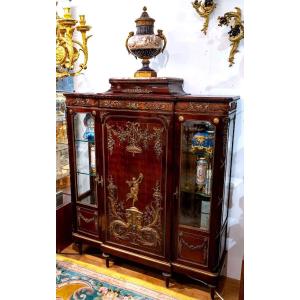 Mahogany Display Case, Signed By Francois Linke, From The Napoleon III Period.