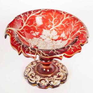 Coupe En Cristal De Bohème émaillé, 19éme Siécle