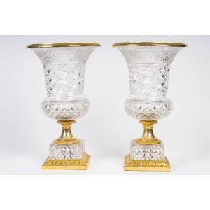 Pair Of Baccarat Crystal Vases, 19th Century