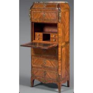 Lady's Secretary In Rosewood And Bronze, 19th Century