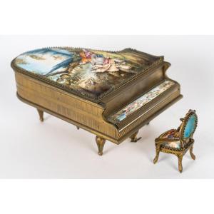 Rare 19th Century Enameled Bronze Piano 