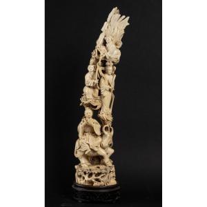 Mammuthus Ivory Sculpture - Far East, 19th Century