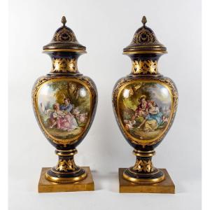 Monumental Pair Of 19th Century Sèvres Porcelain Vases