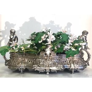 Silver-plated Bronze Planter, 19th Century