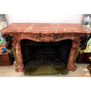 19th Century Red Marble Fireplace