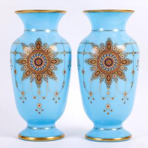 Pair Of Opaline Vases, 19th Century