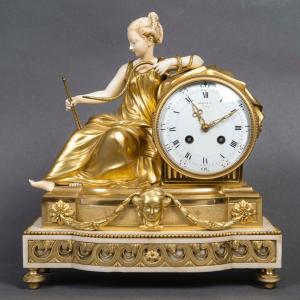 Period Clock In Gilt Bronze And Ivory, 19th Century 