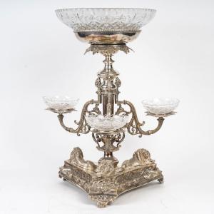 English Style Silver Plated Bronze Centerpiece