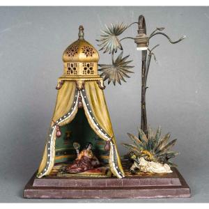 Vienna Bronze Tent Lamp, Signed Franz Bergman, 19th Century