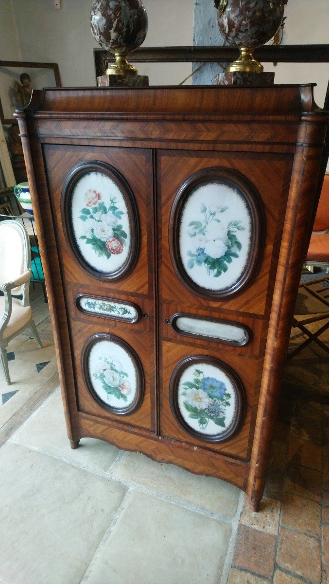 Marquetry Cabinet And Marble Slabs 19th-photo-4