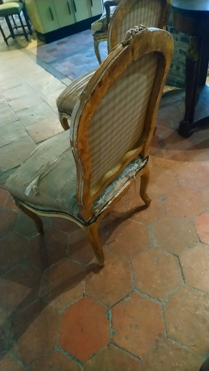 Pair Of 19th Century Lxv Low Chairs In Golden Wood-photo-1