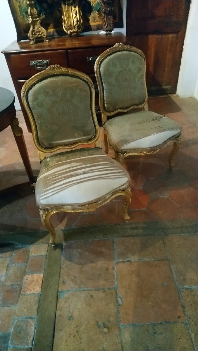 Pair Of 19th Century Lxv Low Chairs In Golden Wood-photo-3