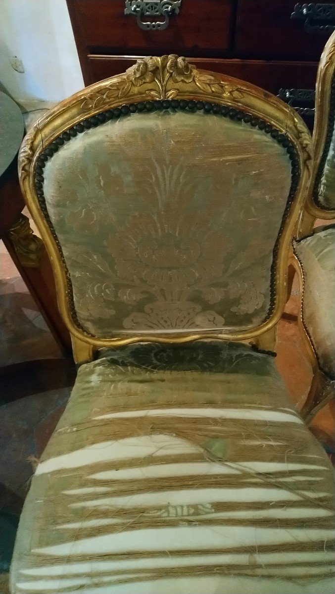 Pair Of 19th Century Lxv Low Chairs In Golden Wood-photo-4