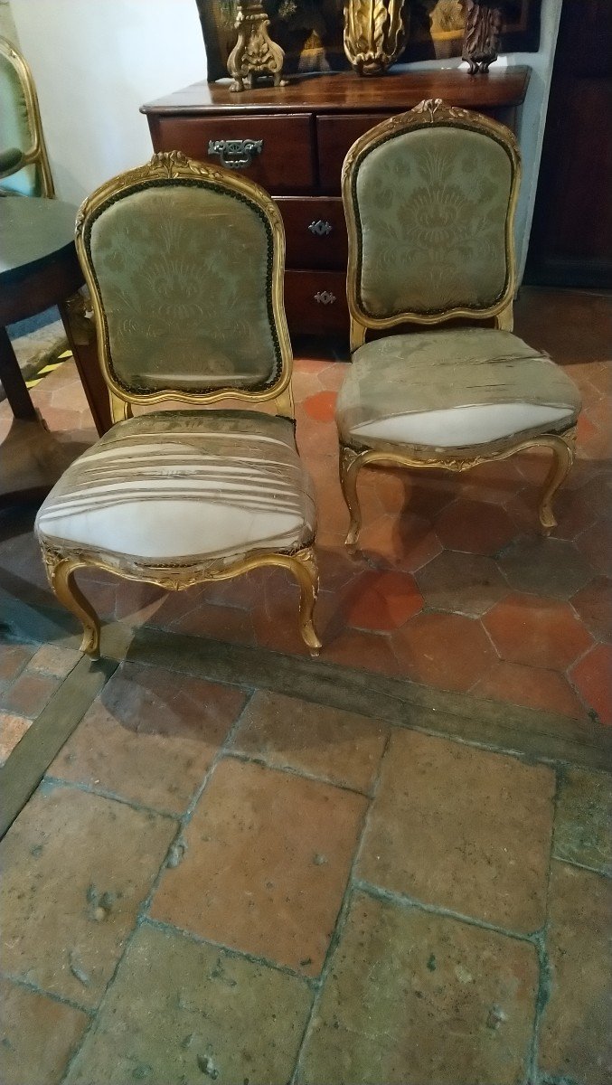 Pair Of 19th Century Lxv Low Chairs In Golden Wood-photo-5