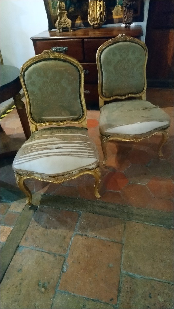 Pair Of 19th Century Lxv Low Chairs In Golden Wood