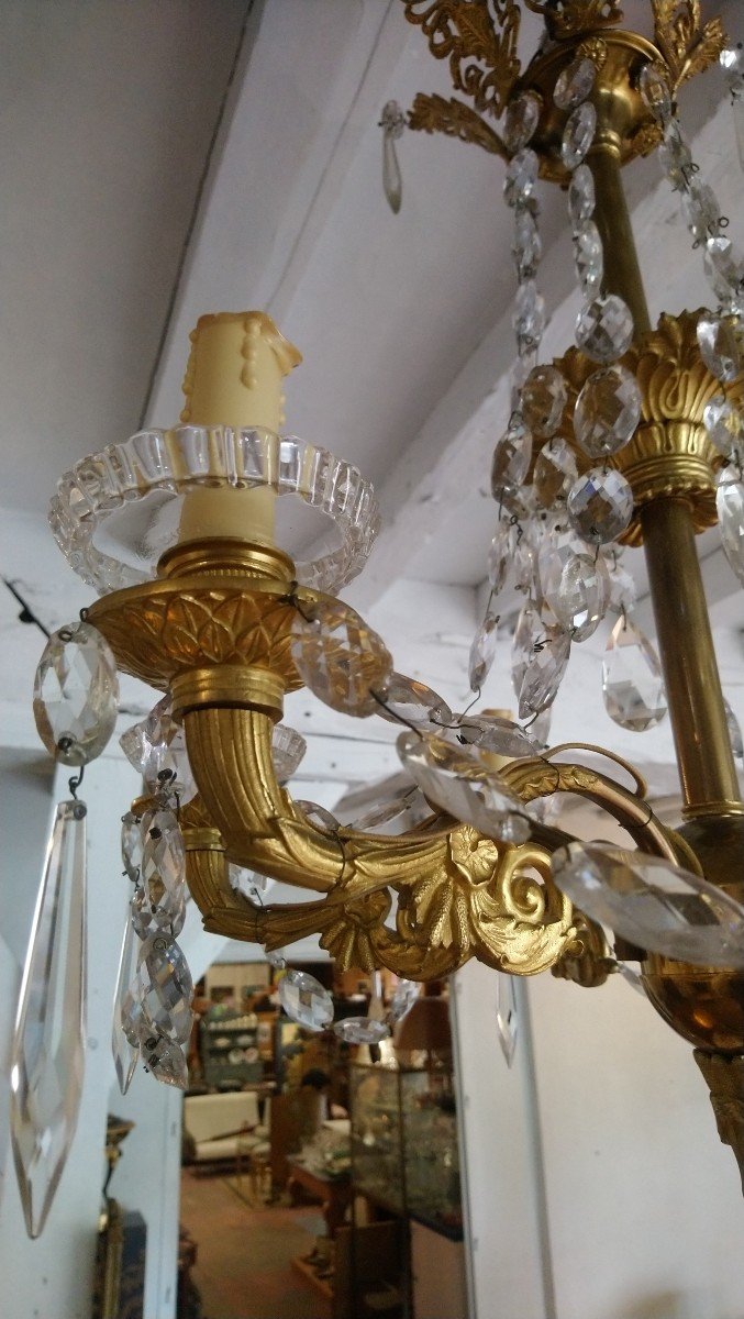 Crystal And Bronze Chandelier From Maison Baccarat In Restoration Style 20th -photo-2