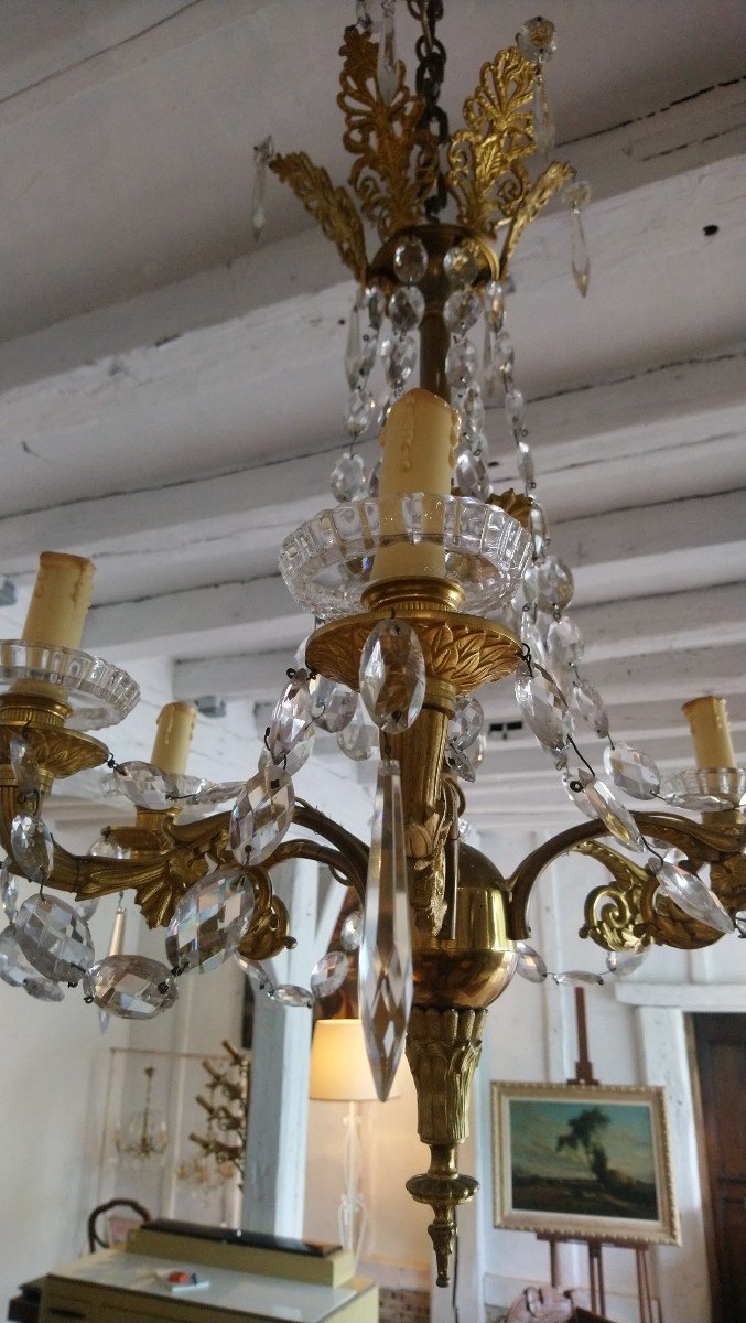 Crystal And Bronze Chandelier From Maison Baccarat In Restoration Style 20th -photo-4