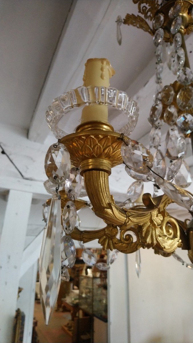 Crystal And Bronze Chandelier From Maison Baccarat In Restoration Style 20th -photo-2