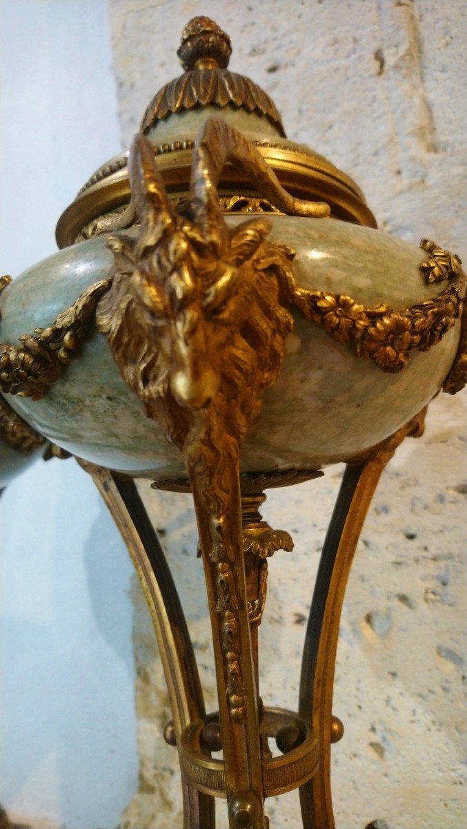 Pair Of Gilt Bronze And Marble Cassolettes 19th -photo-4