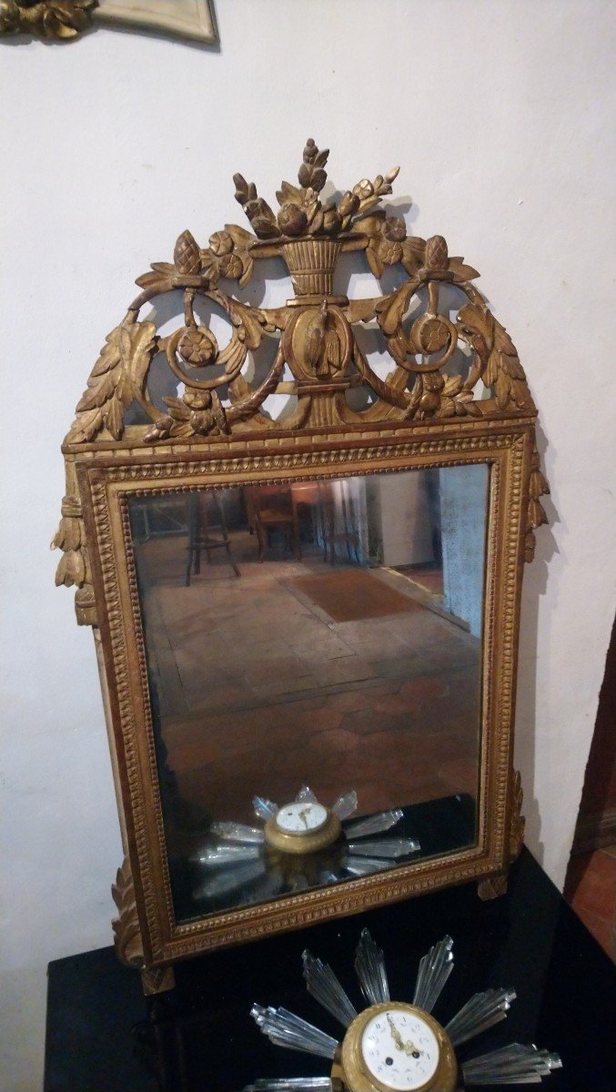 Miroir En Bois Doré Fin D époque Lxvi -photo-2