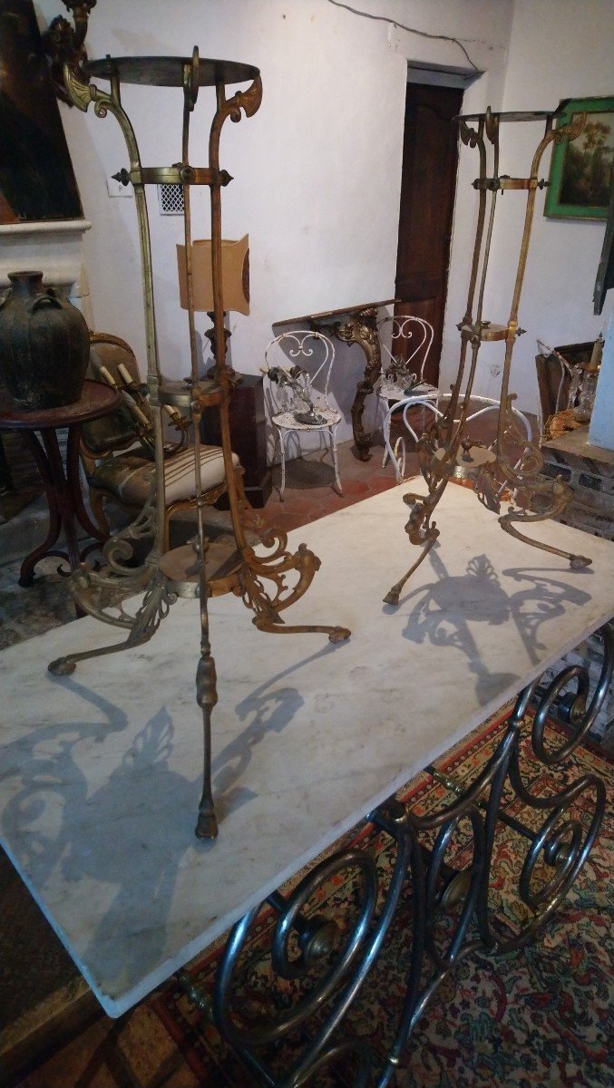 Pair Of Gilt Bronze Stands, Late 19th Century -photo-3