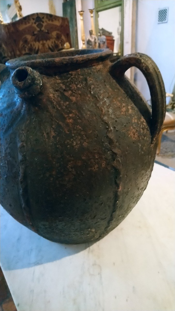 18th Century Walnut Oil Jug Or Beer -photo-3