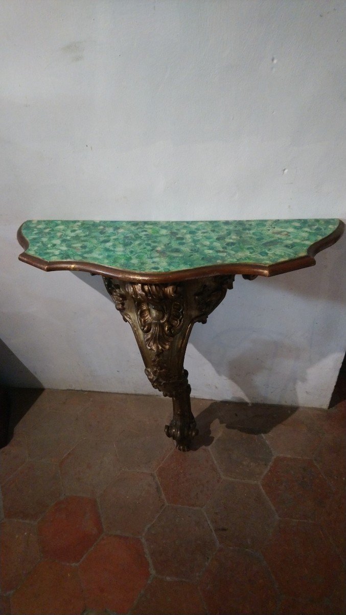 Italian Console In Painted And Gilded Wood, Late 19th-early 20th Century -photo-1