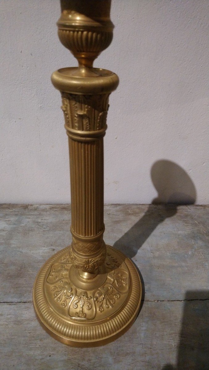 Pair Of Restoration Period Candlesticks In Gilt Bronze -photo-3